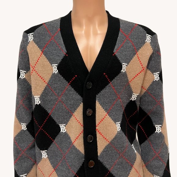 BURBERRY ACKERMAN ARGYLE CARDIGAN (only) in CAMEL - Picture 4 of 7